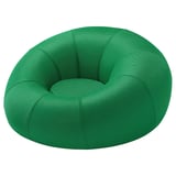 Bright green inflatable round chair, designed for comfort with mesh fabric, ideal for lounging or gaming, inflatable and easy to store.