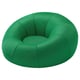 Bright green inflatable round chair, designed for comfort with mesh fabric, ideal for lounging or gaming, inflatable and easy to store.