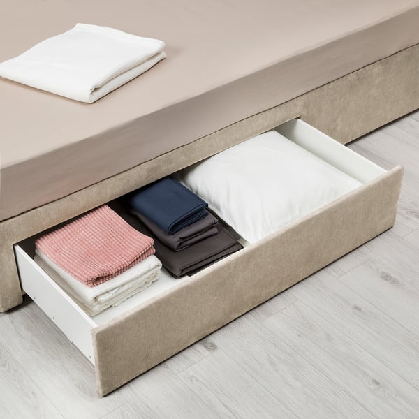 Brandasund Divan Base With 2 Drawers Tallmyra Beige Ikea