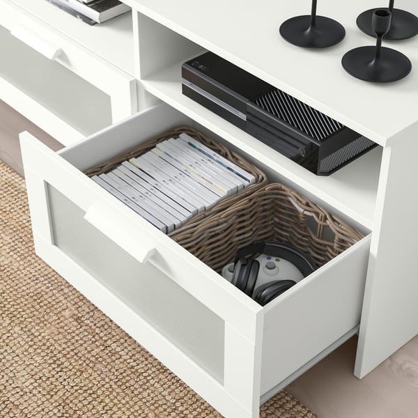 BRIMNES / BURHULT TV storage combination, white, 338x41x190 cm