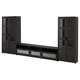 Black BRIMNES tv unit set with glass doors and drawers, slim design.
