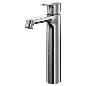 A BROGRUND chrome tap with a sleek design. Its made of brass with a metallic finish, featuring a lever for temperature control.