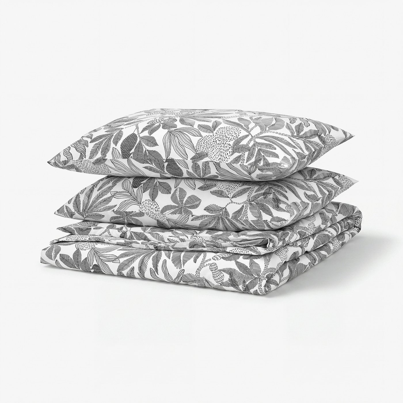 BROKDRACENA Duvet cover and 2 pillowcases, white/black, 200x200/50x80 cm