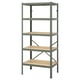 BROR Shelving unit, with 5 shelves grey-green/pine plywood, 85x55x190 cm