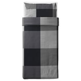 Greige BRUNKRISSLA duvet with checkered pattern, made of cotton and viscose.