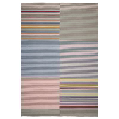 BUDDINGE rug, striped wool, multicolored, rectangular, handmade.