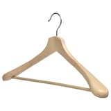 BUMERANG wooden hanger - natural, classic triangle with chrome hook.