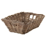 BYHOLMA woven rattan basket, natural brown, rectangular with handles, home decor storage.