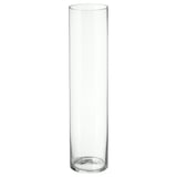CYLINDER, clear glass vase, mouth blown, tall, cylindrical shape.