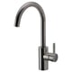 Deljön pewter faucet: high arch, single lever, brass & zinc, modern.