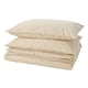 A beige DOFTAKLEJA duvet set with stitched patterns, made of cotton.