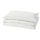 Option: A white DOFTAKLEJA duvet cover, featuring a stitched check pattern and stripes, made of 100% cotton.