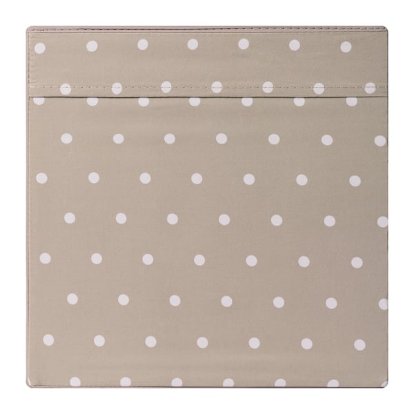 Polka dot fabric storage box, beige with white dots, high quality recycled polyester, designed for kallax shelving.