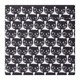 Black and white cat-patterned fabric storage box, well-constructed with sturdy handles, ideal for organized storage.