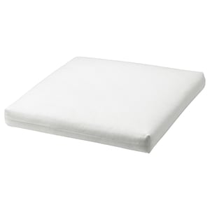 DUVHOLMEN cushion: white, square, soft polyester fill, simple design.