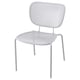 Modern DUVSKÄR stackable chair, light gray, metal and plastic, perforated seat and back.