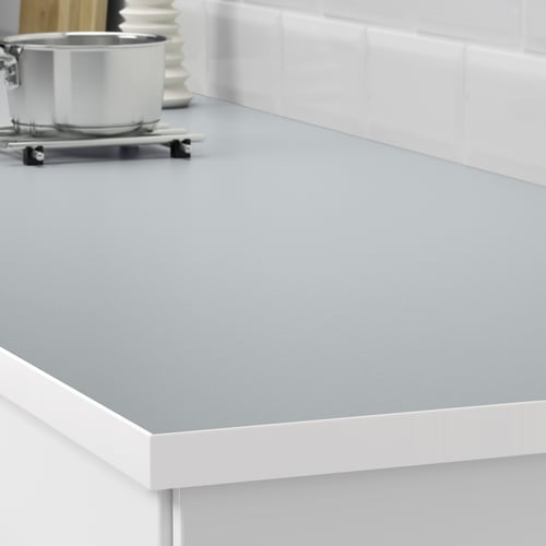 EKBACKEN Worktop, double-sided, with white edge light grey ...