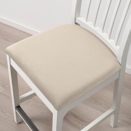 EKEDALEN bar stool with backrest, white/Hakebo beige, 62 cm IKEA Ireland