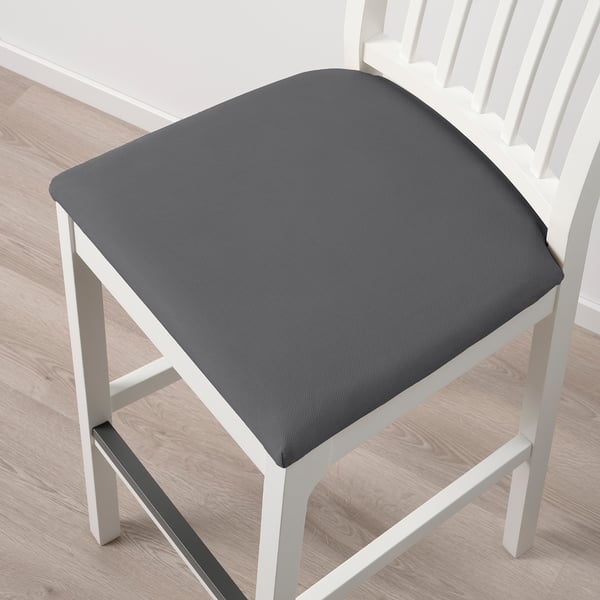 EKEDALEN Bar stool with backrest, white/Hakebo dark grey, 75 cm IKEA