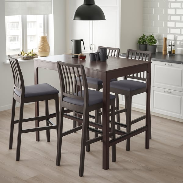 EKEDALEN / EKEDALEN Bar table and 4 bar stools, dark brown/Hakebo dark