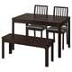 EKEDALEN: dark wood square dining set with extendable table, 2 chairs, and bench.