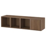 EKET brown wood cube shelves.