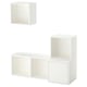 White EKET modular storage cubes, featuring different shapes and sizes.
