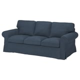 EKTORP blue 3-seat sofa, modern classic style, comfort cushions, removable covers.
