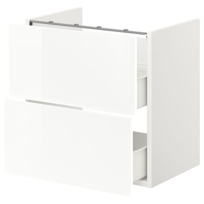 White ENHET bathroom cabinet with two drawers.