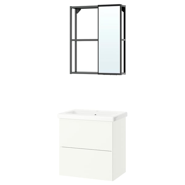 ENHET Bathroom, anthracite/white, 64x43x65 cm