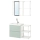 Option: Modern bathroom setup: ENHET light gray-green cabinet, metallic sink, and mirror.