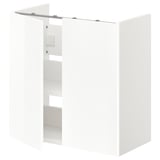 White glossy cabinet with shelf, clean design, easy to wipe.