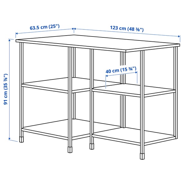ENHET Kitchen island, white, 123x63.5x91 cm