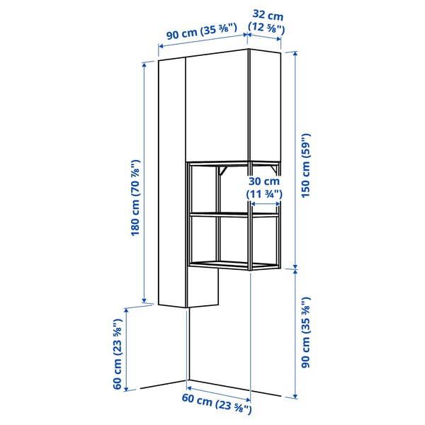 Illustration with measurements for the product: ENHET.