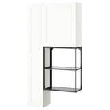 White ENHET storage unit with glass shelves, modern minimalist design.