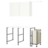 ENHET: white counter, black legs, beige bag - modern laundry set