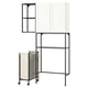 Modern ENHET laundry unit: white storage, open shelves, hanging bag.