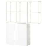An ENHET white storage unit with a mix of open and closed compartments for flexible storage in a kitchen or bathroom.