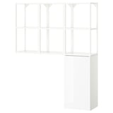 White ENHET storage: shelves & cabinets, glossy finish, modern design.