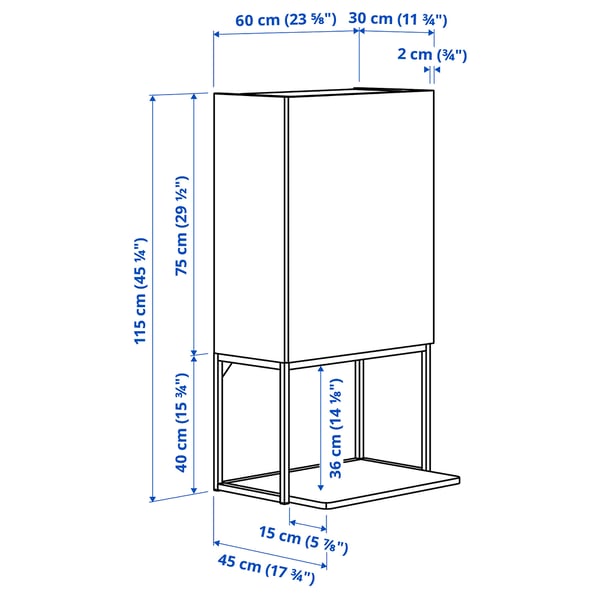 ENHET Storage combination, white, 60x45x115 cm