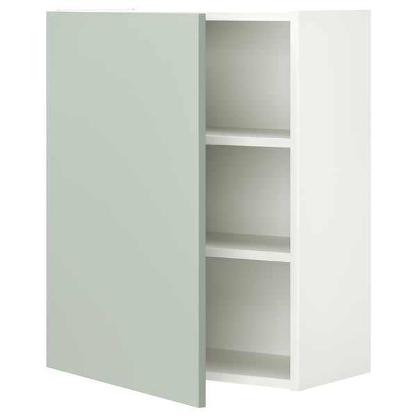 Green ENHET wall cabinet with 2 shelves for kitchen/bathroom storage