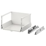 EXCEPTIONELL white drawer set, modern minimalist design, push-to-open feature, made of epoxy-coated steel and melamine particleboard.