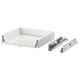 Option: A white handleless drawer with metal runners.