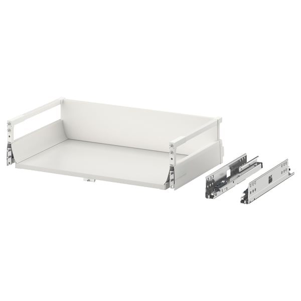 EXCEPTIONELL push-to-open drawer in white with metal runners, ideal for minimalist kitchens.