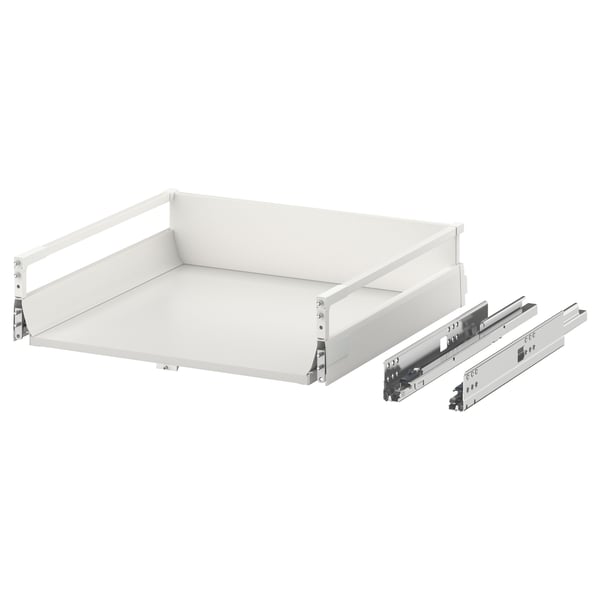 An EXCEPTIONELL white drawer with push-to-open feature and runners, designed for smooth and silent closure.