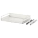 Option: A white EXCEPTIONELL drawer system with metal runners. Its designed for easy push-to-open access and has a sleek, minimalist appearance.