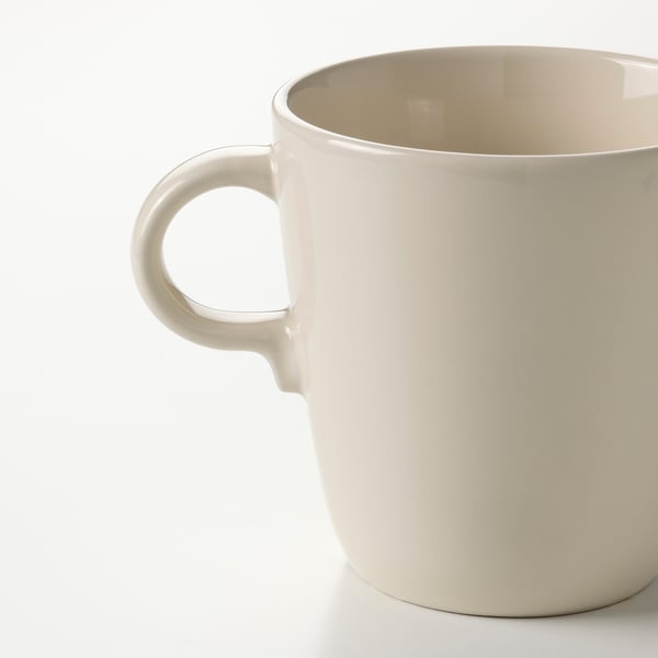 Glossy white mug with handle