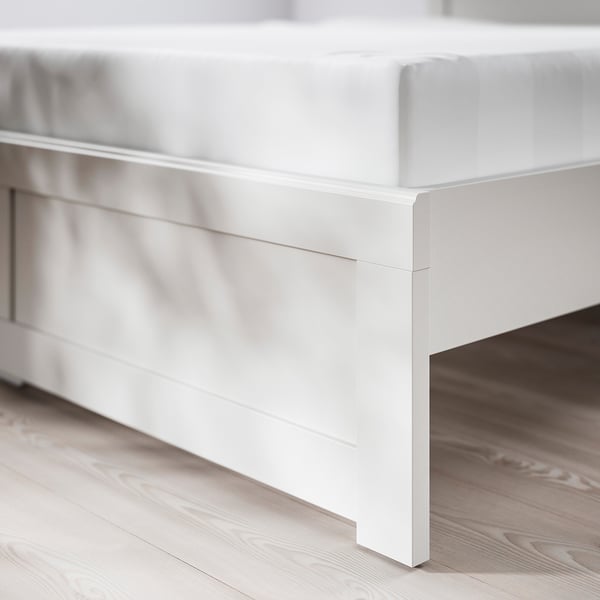 FÅGELFJÄLLET Bed frame, off-white/Luröy, Standard Double