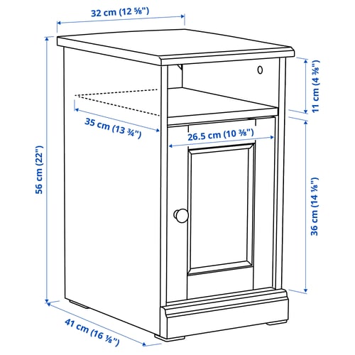 Illustration with measurements for the product: FÅGELFJÄLLET.