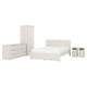 FÅGELFJÄLLET white bedroom set, clean design with storage: bed, 2 tables, dresser, wardrobe.